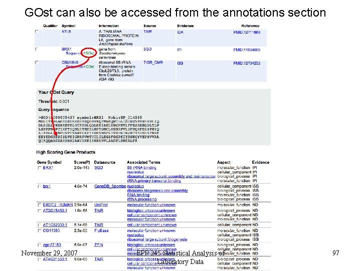 GOst can also be accessed from the annotations section November 29, 2007 EPP 245