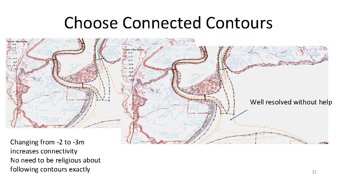 Choose Connected Contours Well resolved without help Changing from -2 to -3 m increases