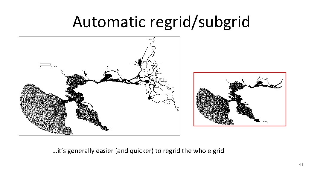 Automatic regrid/subgrid …it’s generally easier (and quicker) to regrid the whole grid 41 