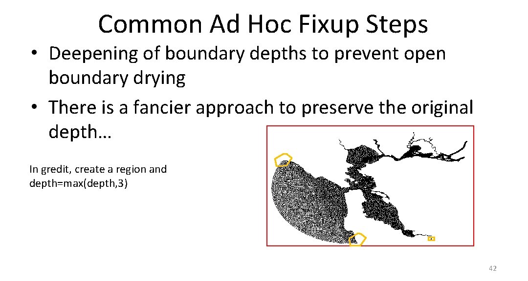 Common Ad Hoc Fixup Steps • Deepening of boundary depths to prevent open boundary