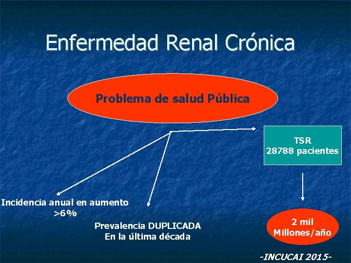 Enfermedad Renal Crónica Problema de salud Pública TSR 28788 pacientes Incidencia anual en aumento