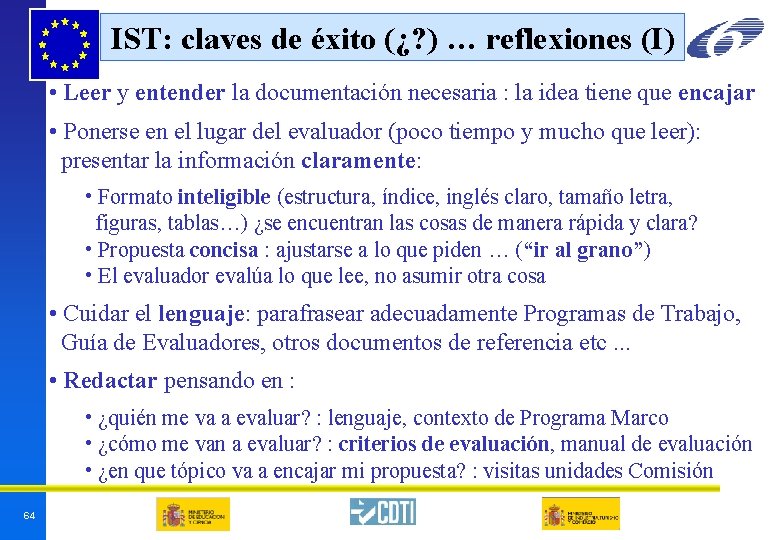 IST: claves de éxito (¿? ) … reflexiones (I) • Leer y entender la IST: claves de éxito (¿? ) … reflexiones (I) • Leer y entender la