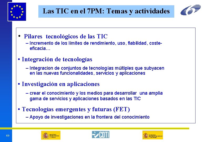 Las TIC en el 7 PM: Temas y actividades • Pilares tecnológicos de las Las TIC en el 7 PM: Temas y actividades • Pilares tecnológicos de las