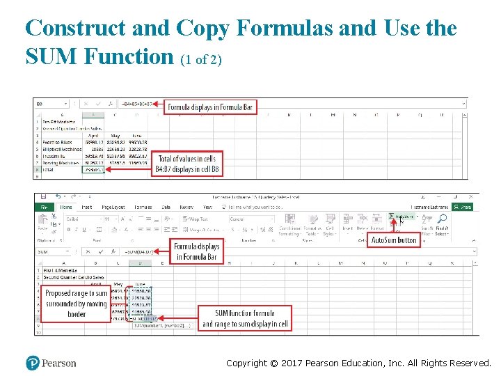 Construct and Copy Formulas and Use the SUM Function (1 of 2) Copyright ©