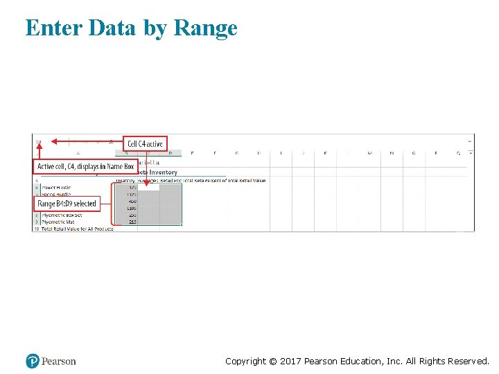 Enter Data by Range Copyright © 2017 Pearson Education, Inc. All Rights Reserved. 