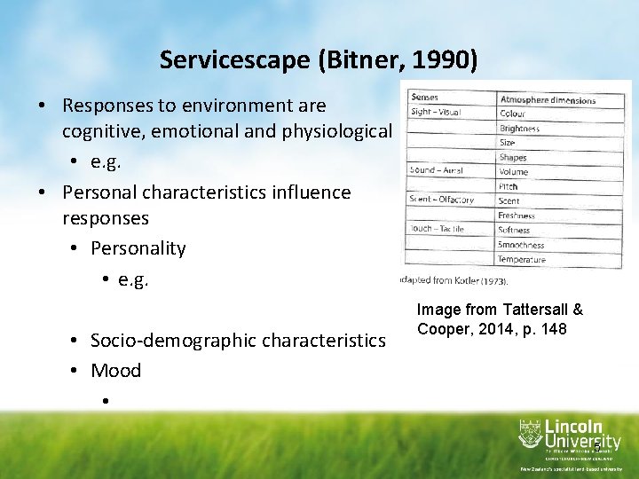 Servicescape (Bitner, 1990) • Responses to environment are cognitive, emotional and physiological • e.