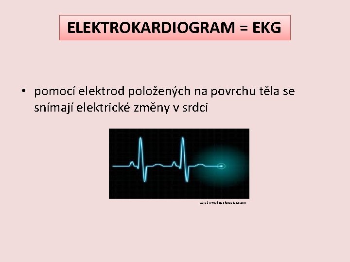 ELEKTROKARDIOGRAM = EKG • pomocí elektrod položených na povrchu těla se snímají elektrické změny