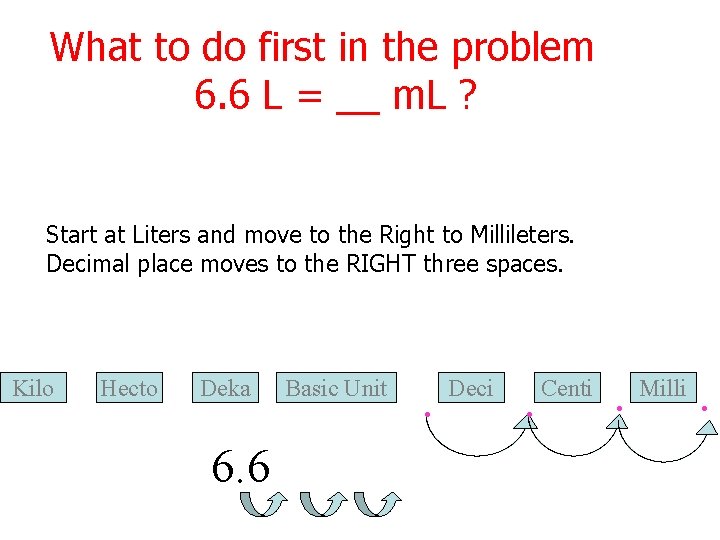 What to do first in the problem 6. 6 L = __ m. L