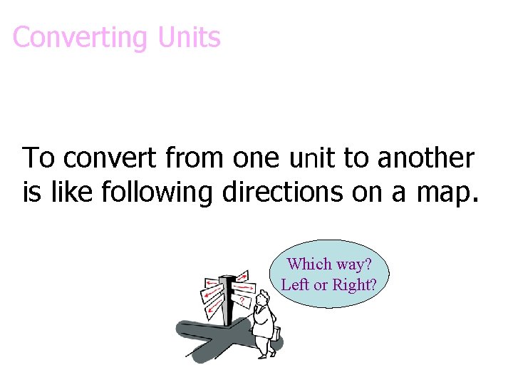 Converting Units To convert from one unit to another is like following directions on