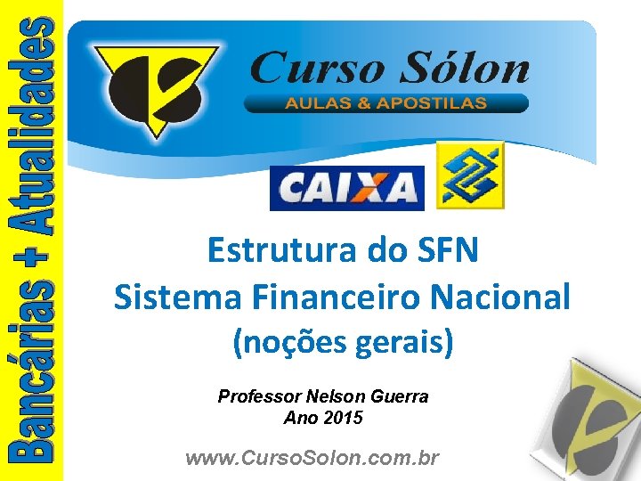 Estrutura do SFN Sistema Financeiro Nacional (noções gerais) Professor Nelson Guerra Ano 2015 www.