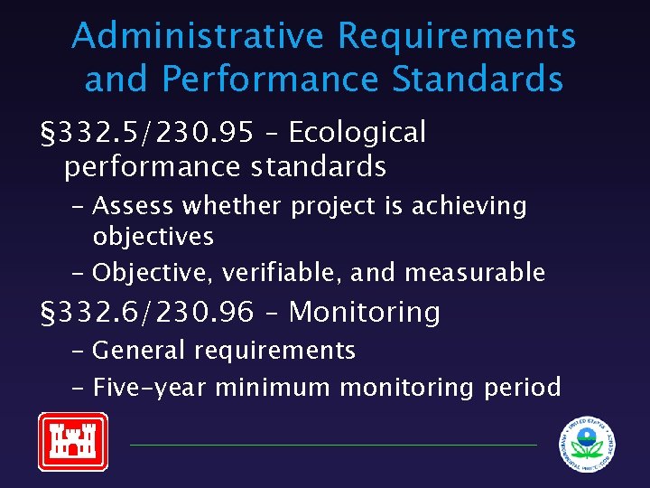 Administrative Requirements and Performance Standards § 332. 5/230. 95 – Ecological performance standards –