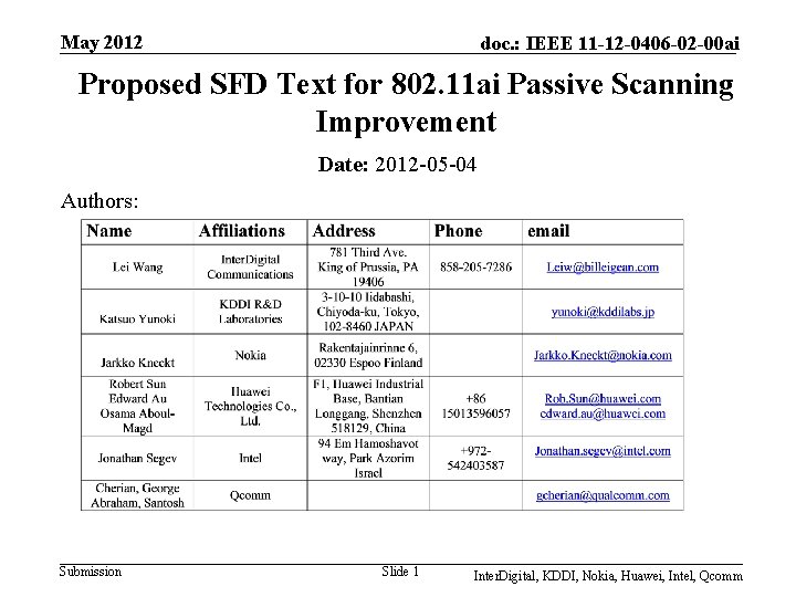 May 2012 doc. : IEEE 11 -12 -0406 -02 -00 ai Proposed SFD Text