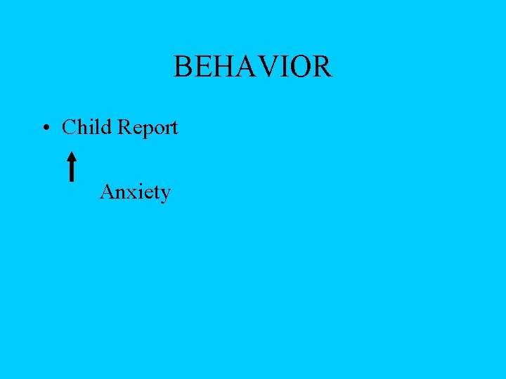 BEHAVIOR • Child Report Anxiety 