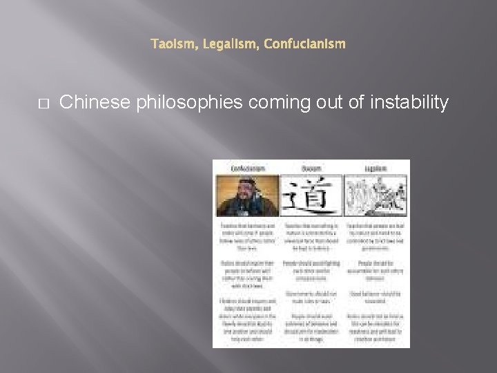 � Chinese philosophies coming out of instability 