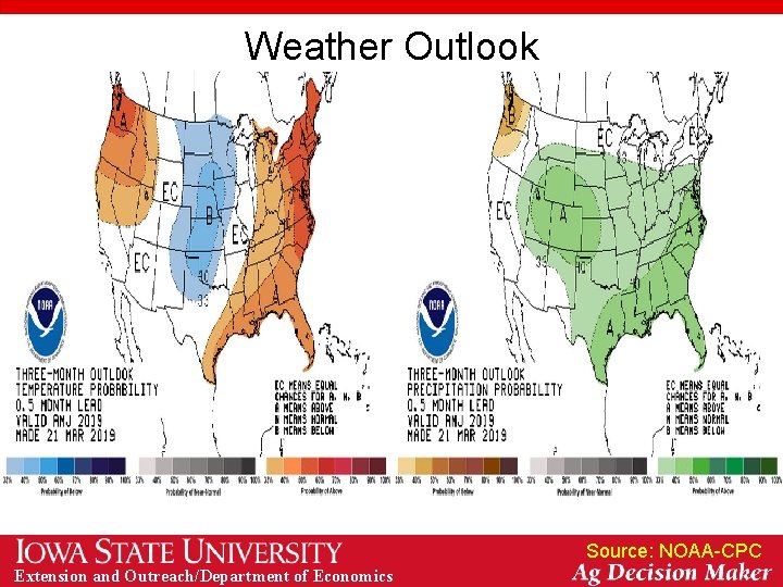 Weather Outlook Source: NOAA-CPC Extension and Outreach/Department of Economics 