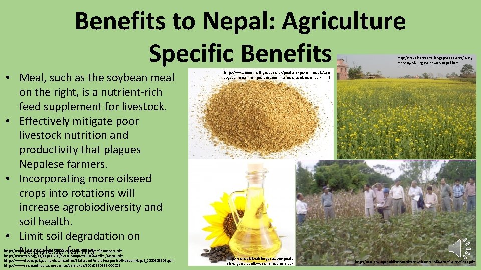 Benefits to Nepal: Agriculture Specific Benefits http: //travelospective. blogspot. ca/2011/07/sy mphony-of-jungle-chitwan-nepal. html • Meal,