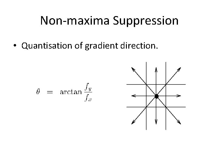 Non-maxima Suppression • Quantisation of gradient direction. 