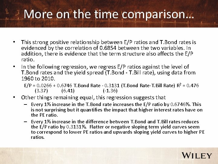 More on the time comparison… • This strong positive relationship between E/P ratios and