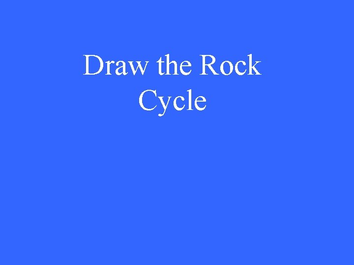 Draw the Rock Cycle 