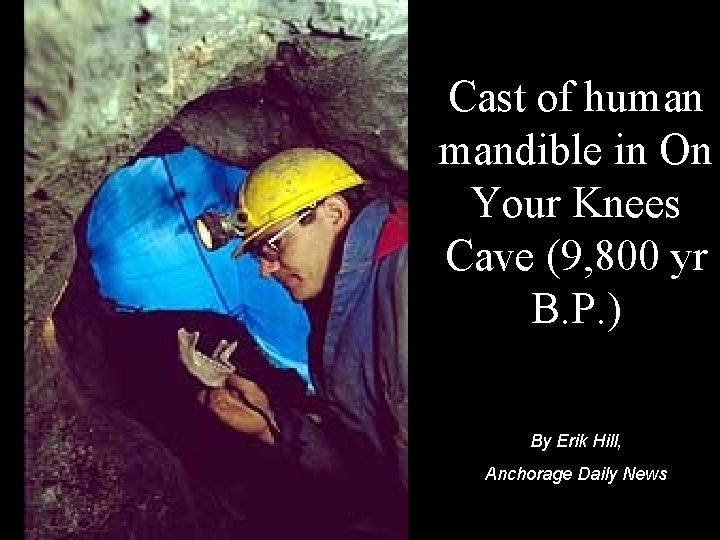 Cast of human mandible in On Your Knees Cave (9, 800 yr B. P.