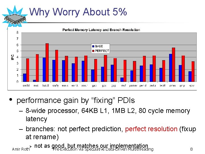 Why Worry About 5% • performance gain by “fixing” PDIs – 8 -wide processor,