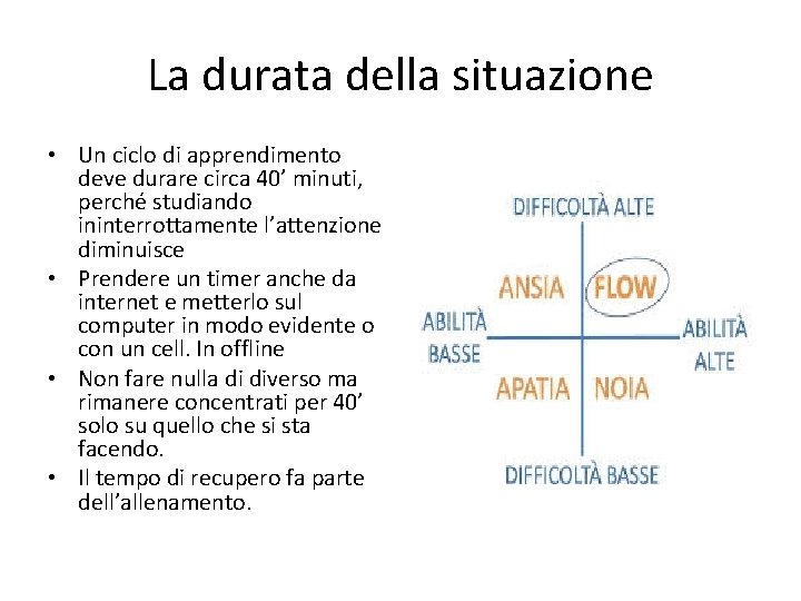 La durata della situazione • Un ciclo di apprendimento deve durare circa 40’ minuti,