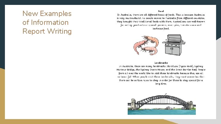 New Examples of Information Report Writing 