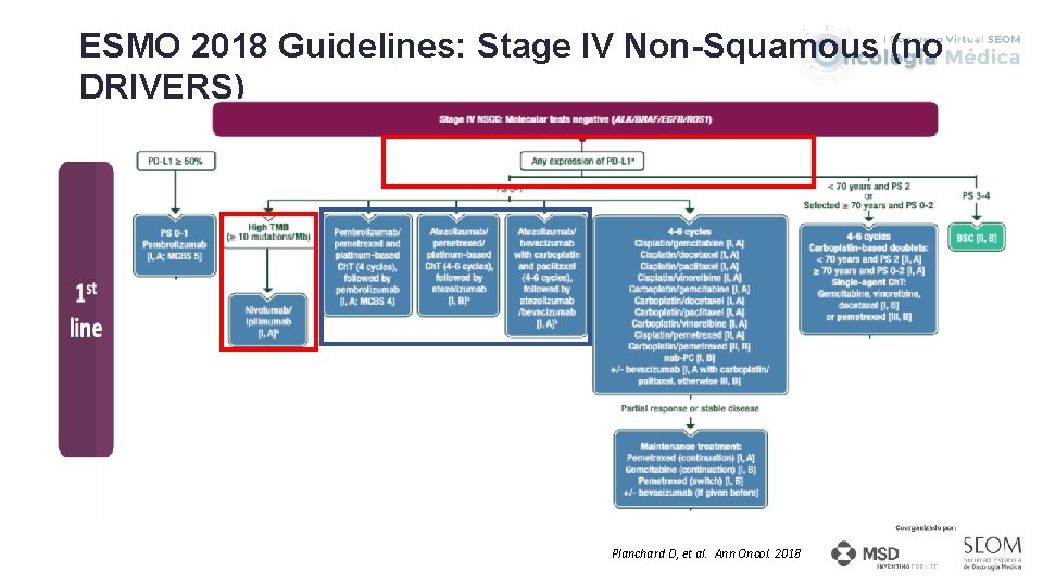ESMO 2018 Guidelines: Stage IV Non-Squamous (no DRIVERS) Planchard D, et al. Ann Oncol.