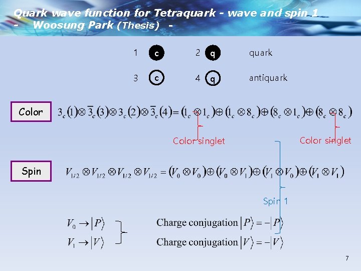 Quark wave function for Tetraquark - wave and spin 1 - Woosung Park (Thesis)