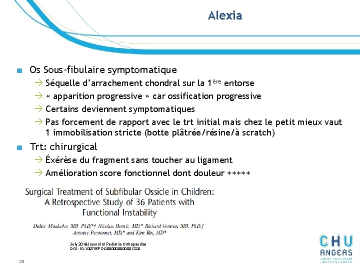 Alexia ■ Os Sous-fibulaire symptomatique à Séquelle d’arrachement chondral sur la 1ère entorse à Alexia ■ Os Sous-fibulaire symptomatique à Séquelle d’arrachement chondral sur la 1ère entorse à