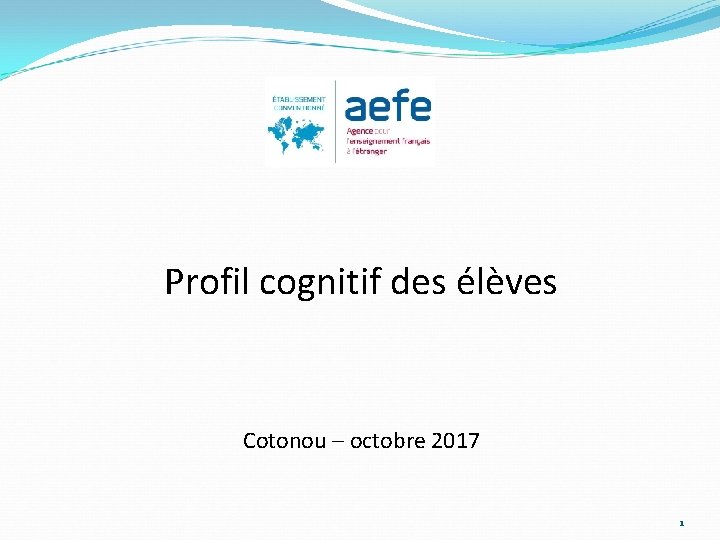 Profil cognitif des élèves Cotonou – octobre 2017 1 