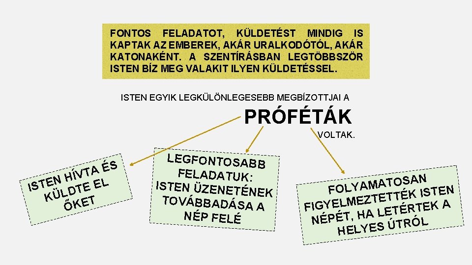 FONTOS FELADATOT, KÜLDETÉST MINDIG IS KAPTAK AZ EMBEREK, AKÁR URALKODÓTÓL, AKÁR KATONAKÉNT. A SZENTÍRÁSBAN