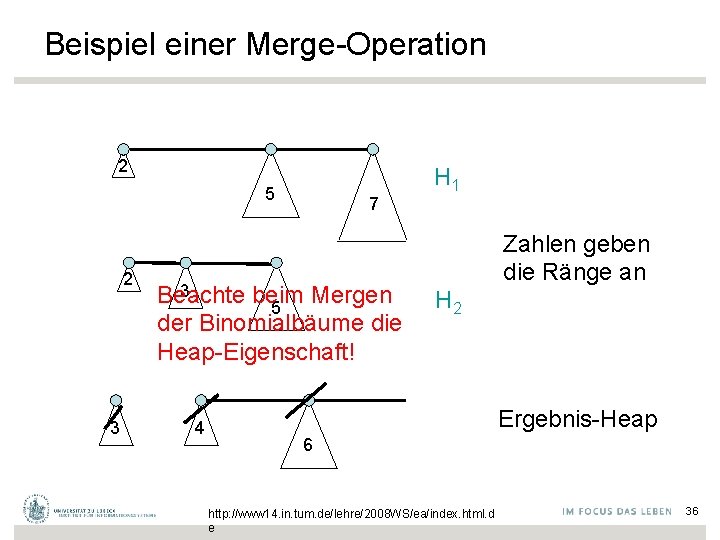 Beispiel einer Merge-Operation 2 5 2 3 7 3 Beachte beim Mergen 5 der