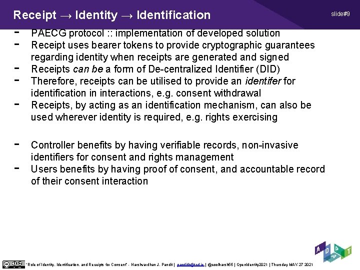 Receipt → Identity → Identification - PAECG protocol : : implementation of developed solution Receipt → Identity → Identification - PAECG protocol : : implementation of developed solution