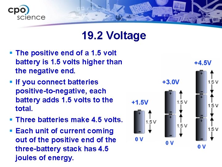 19. 2 Voltage § The positive end of a 1. 5 volt battery is 19. 2 Voltage § The positive end of a 1. 5 volt battery is