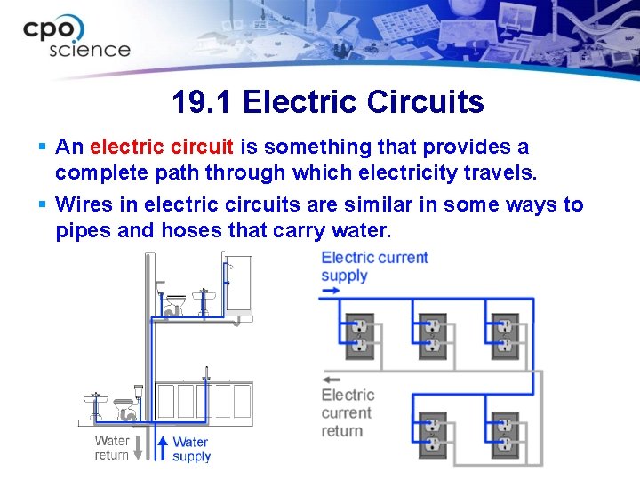 19. 1 Electric Circuits § An electric circuit is something that provides a complete