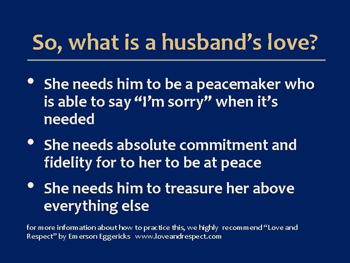 So, what is a husband’s love? • • • She needs him to be