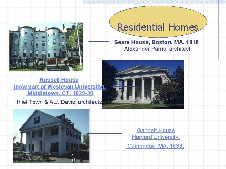 Residential Homes Sears House, Boston, MA. 1818 Alexander Parris, architect Russell House (now part