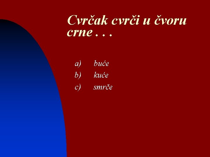 Cvrčak cvrči u čvoru crne. . . n n n a) b) c) buće