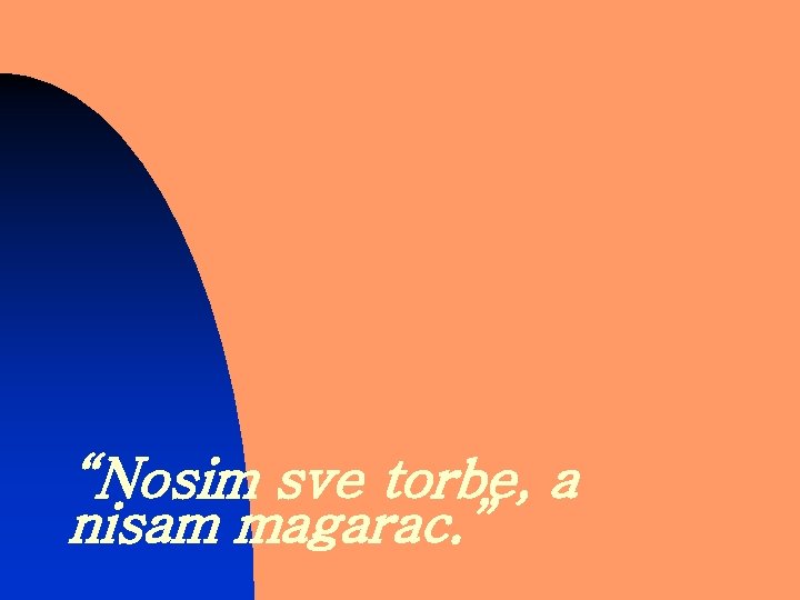 “Nosim sve torbe, a nisam magarac. ” 