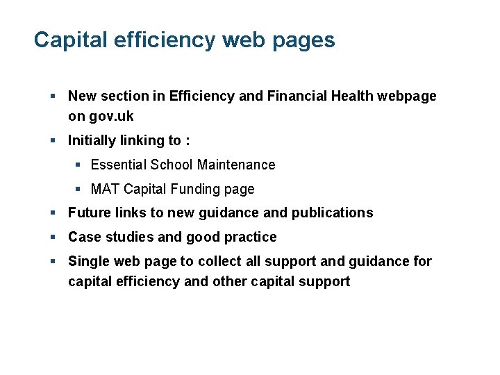 Capital efficiency web pages § New section in Efficiency and Financial Health webpage on