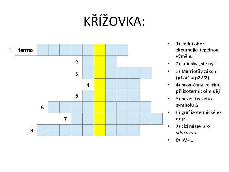 KŘÍŽOVKA: • 1 termo 2 • • 3 4 5 6 • • •