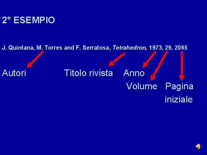 2° ESEMPIO J. Quintana, M. Torres and F. Serratosa, Tetrahedron, 1973, 29, 2065 Autori