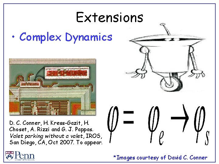 Extensions • Complex Dynamics D. C. Conner, H. Kress-Gazit, H. Choset, A. Rizzi and