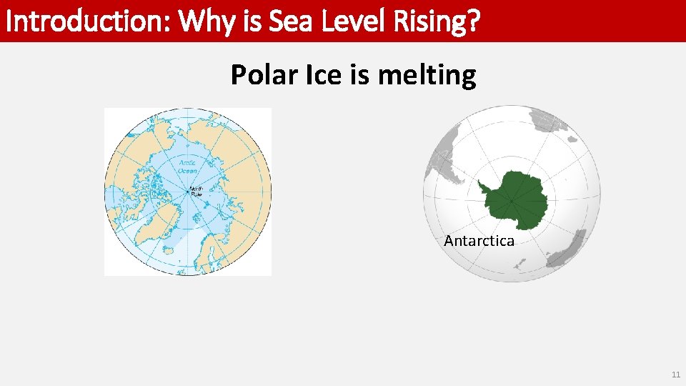 Introduction: Why is Sea Level Rising? Polar Ice is melting Antarctica 11 