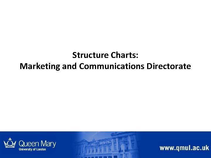Structure Charts: Marketing and Communications Directorate Structure Charts: Marketing and Communications Directorate