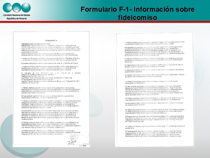 Formulario F-1 - Información sobre fideicomiso 