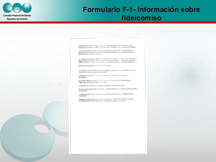 Formulario F-1 - Información sobre fideicomiso 