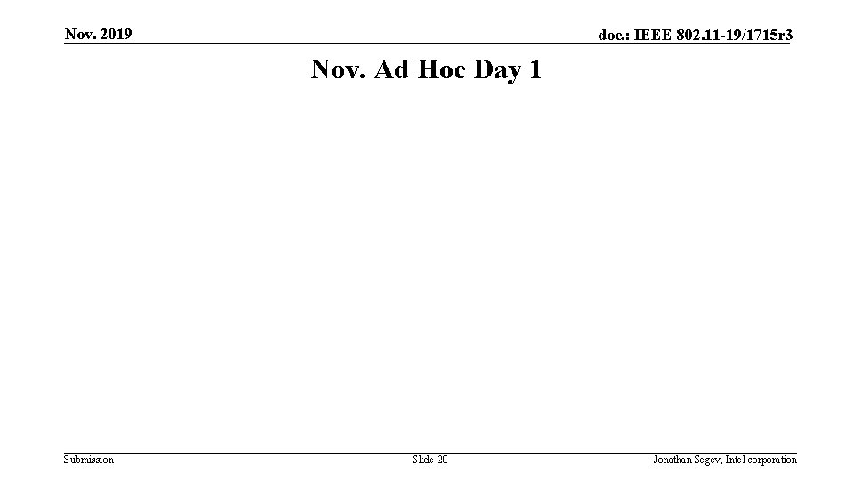 Nov. 2019 doc. : IEEE 802. 11 -19/1715 r 3 Nov. Ad Hoc Day