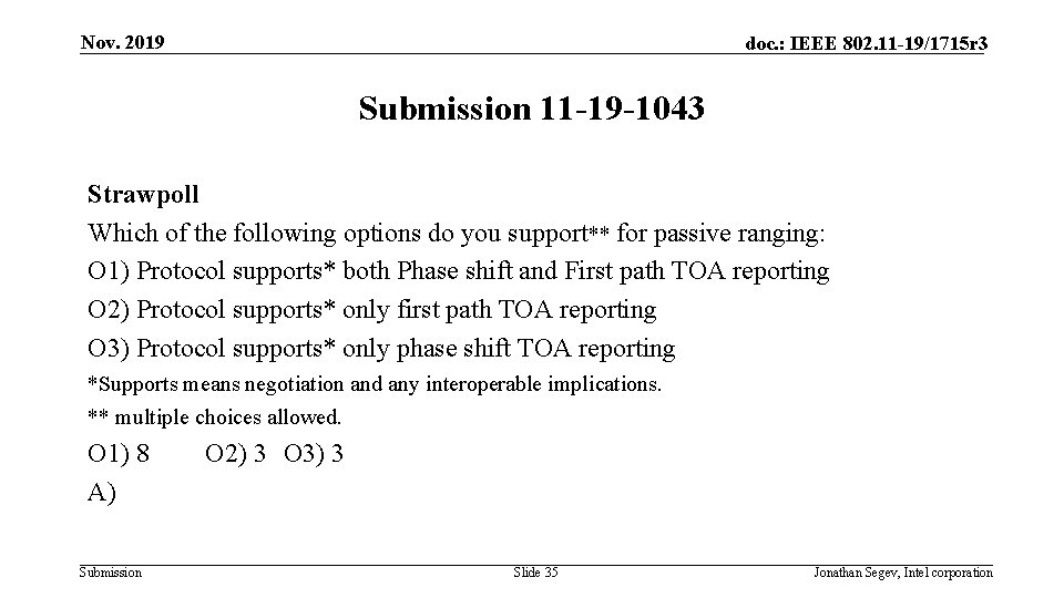 Nov. 2019 doc. : IEEE 802. 11 -19/1715 r 3 Submission 11 -19 -1043